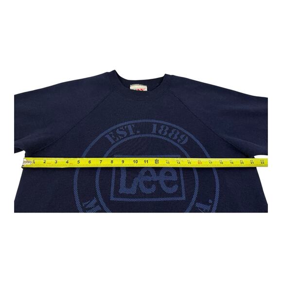 Vintage Lee Denim Large Crewneck Sweatshirt 70s 80s Made in USA Navy Blue - Picture 9 of 11
